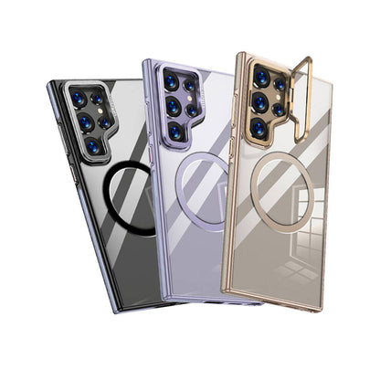 Galaxy S24 Ultra Kılıf M-safe Şarj Özellikli Wlons Standlı Efsane Kapak Gold