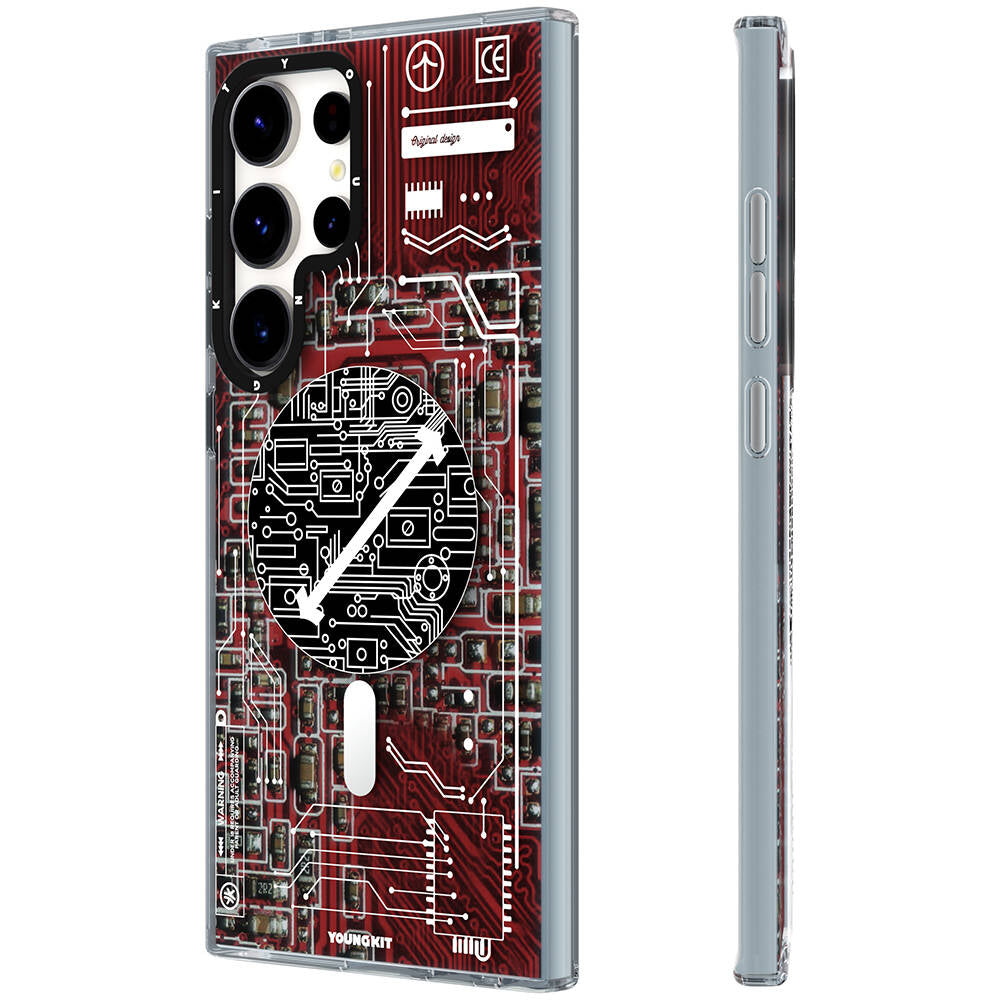 Galaxy S24 Ultra Case M-safe Charging Feature YoungKit Technology Series Cover Red 