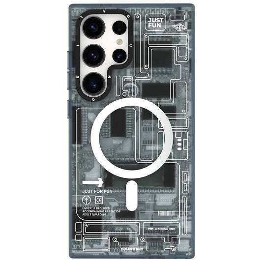 Galaxy S24 Ultra Case M-safe Charging Feature YoungKit Technology Series Cover Black 