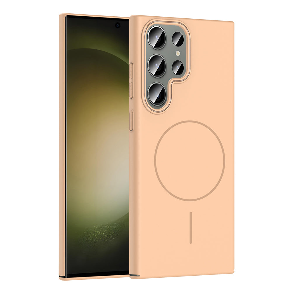 Galaxy S24 Ultra Kılıf M-safe Şarj Özellikli Zore Ruby Sert Kapak Desert Titanyum