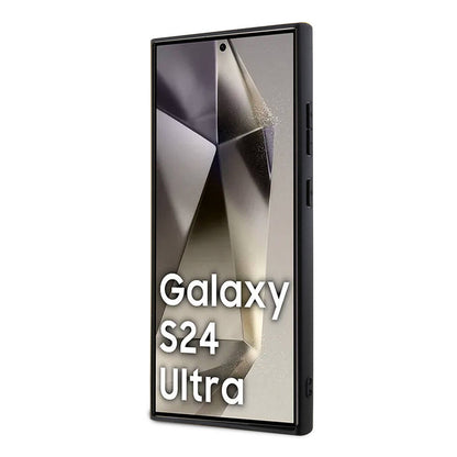 Galaxy S24 Ultra Kılıf Mercedes Benz Orjinal Lisanslı M-safe Şarj Özellikli Deri Dokumalı Sade Kapak Siyah