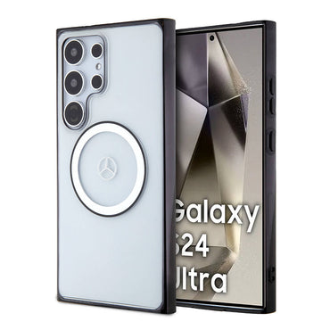 Galaxy S24 Ultra Kılıf Mercedes Benz Orjinal Lisanslı M-safe Şarj Özellikli PC TPU Transparan Black Ring Kapak Renksiz