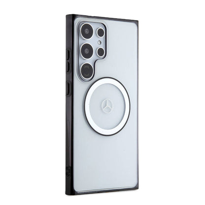 Galaxy S24 Ultra Kılıf Mercedes Benz Orjinal Lisanslı M-safe Şarj Özellikli PC TPU Transparan Black Ring Kapak Renksiz