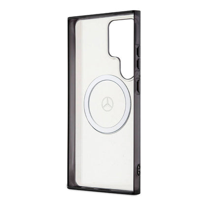 Galaxy S24 Ultra Kılıf Mercedes Benz Orjinal Lisanslı M-safe Şarj Özellikli PC TPU Transparan Black Ring Kapak Renksiz