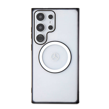 Galaxy S24 Ultra Kılıf Mercedes Benz Orjinal Lisanslı M-safe Şarj Özellikli PC TPU Transparan Black Ring Kapak Renksiz