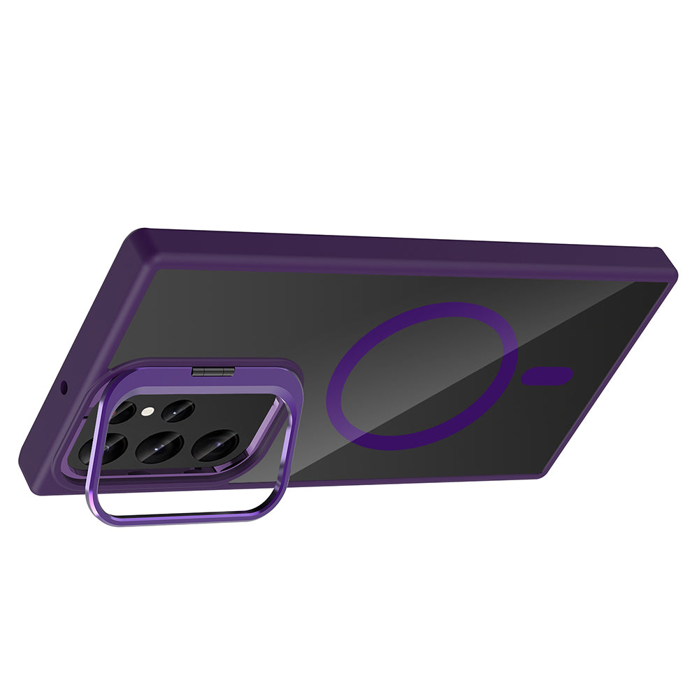 Galaxy S24 Ultra Case with Stand and Camera Lens Gift, M-Safe Charging Function, Zore Etro Cover Desert Titanium 