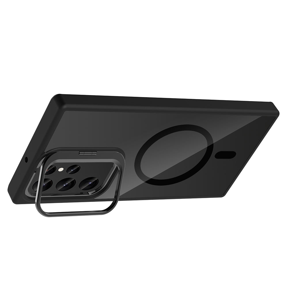 Galaxy S24 Ultra Case with Stand and Camera Lens Gift, M-Safe Charging Feature, Zore Etro Cover Navy Blue 