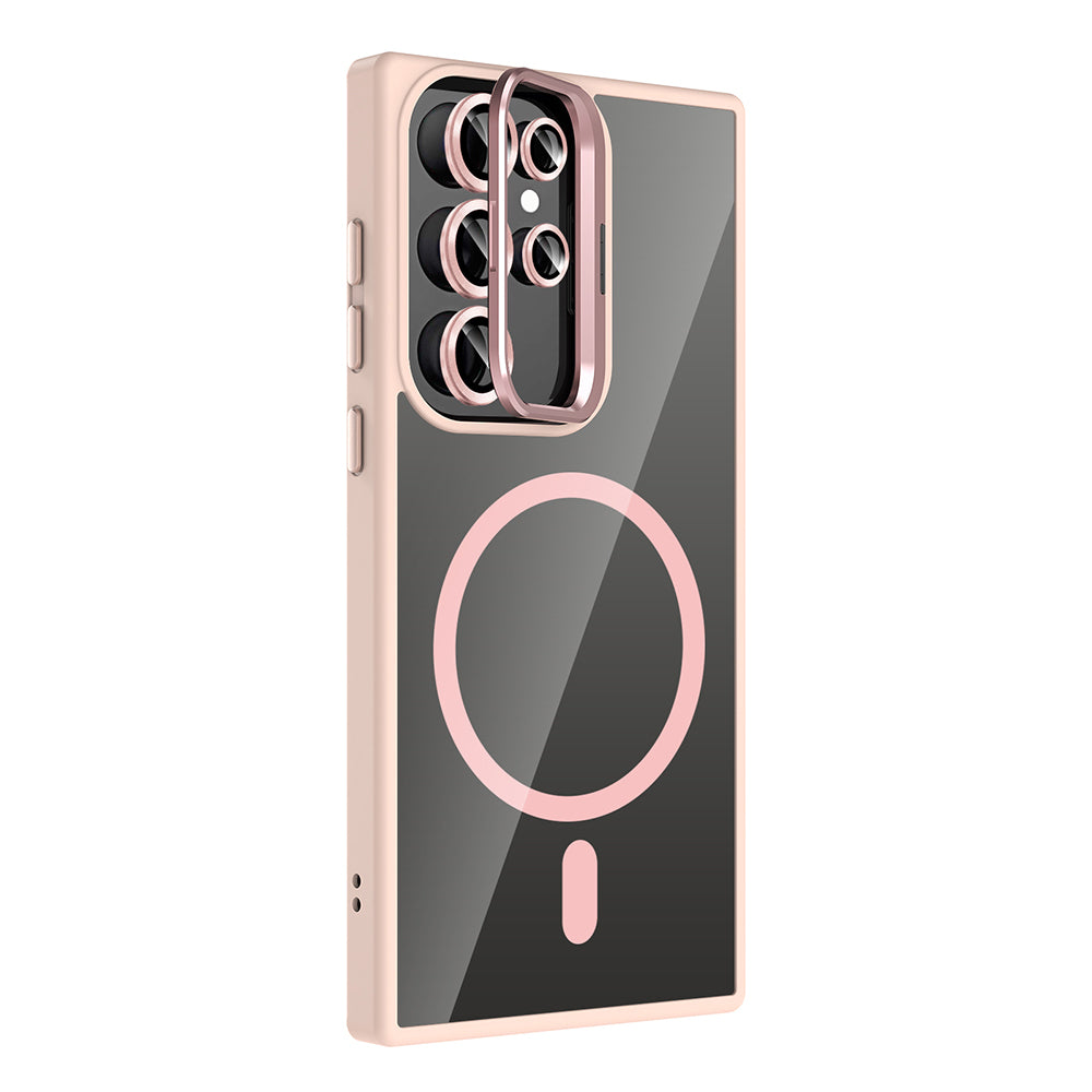 Galaxy S24 Ultra Case with Stand and Camera Lens Gift, M-Safe Charging Function, Zore Etro Cover Desert Titanium 