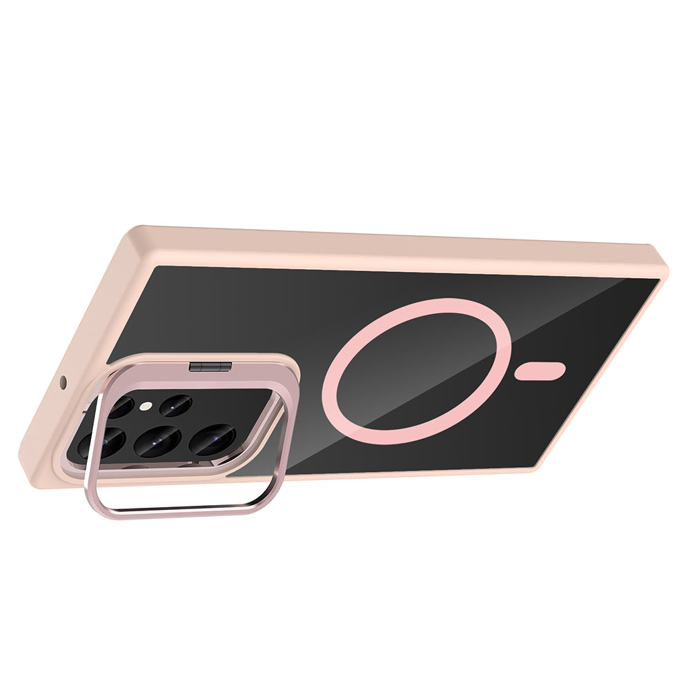 Galaxy S24 Ultra Case with Stand and Camera Lens Gift, M-Safe Charging Feature, Zore Etro Cover Black 