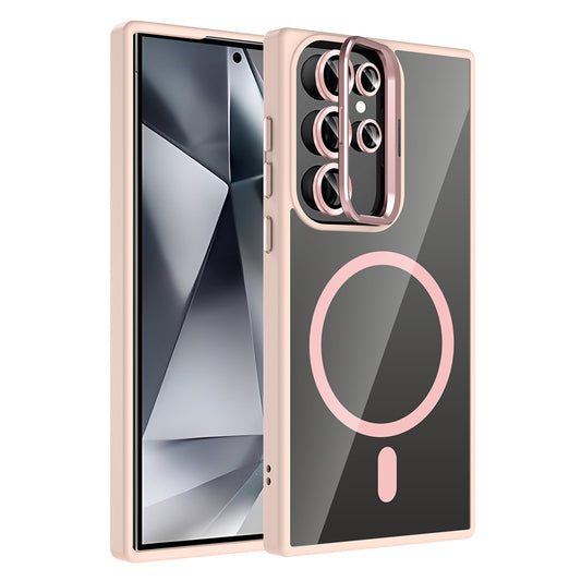 Galaxy S24 Ultra Case with Stand and Camera Lens Gift, M-Safe Charging Feature, Zore Etro Cover Pink 