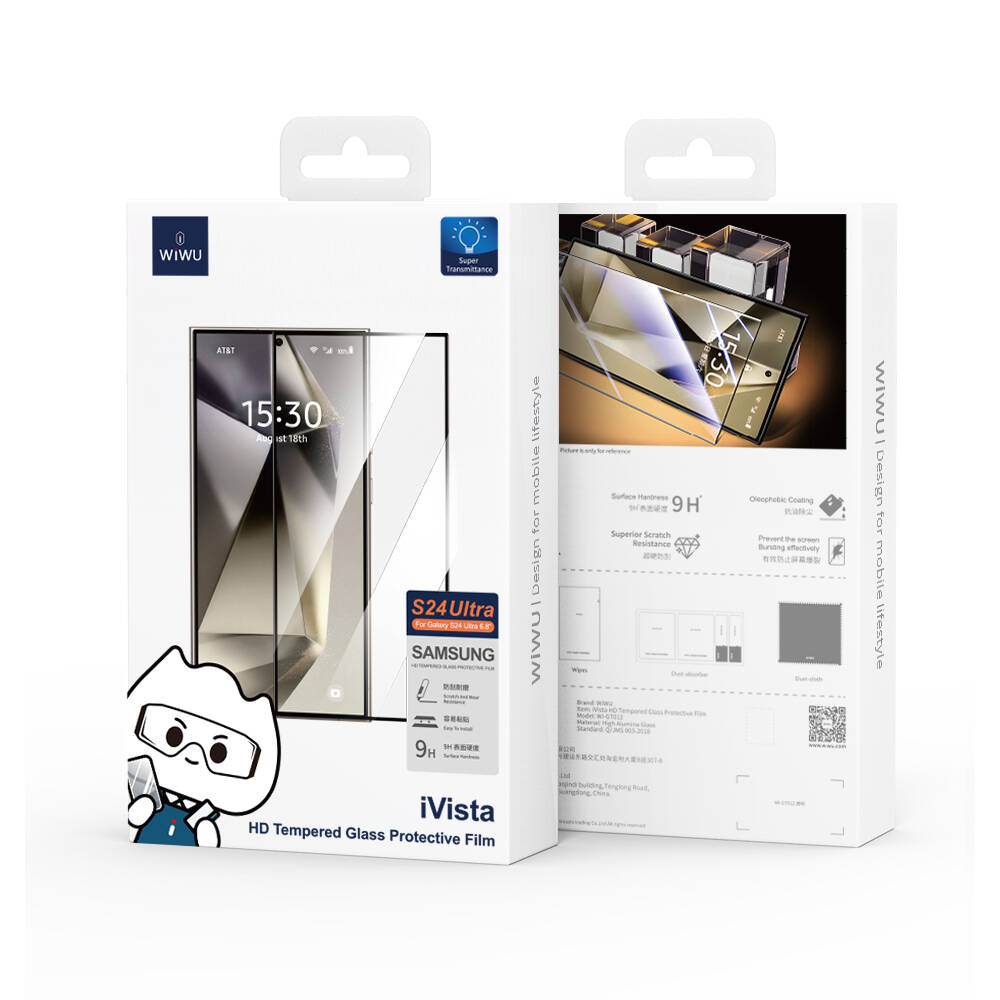 Galaxy S24 Ultra Wiwu Wi-GT012 iVista Impact Resistant HD Tempered Glass Screen Protector Black