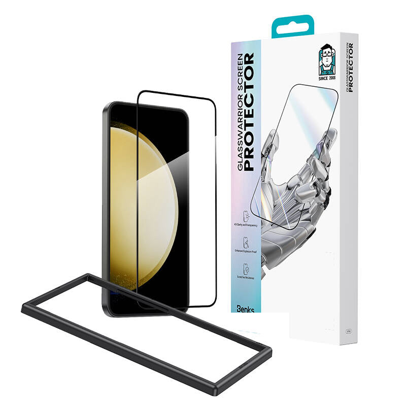 Galaxy S25 Benks Glass Warrior Cam Ekran Koruyucu + Kolay Uygulama Aparatlı Siyah