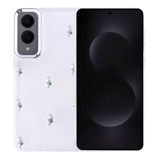 Galaxy S25 Edge Case Airbag Design Glitter Transparent Zore Polar Cover Tulip