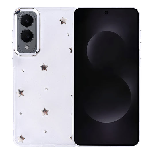 Galaxy S25 Edge Kılıf Airbag Tasarımlı Simli Şeffaf Zore Kutup Kapak Yıldız