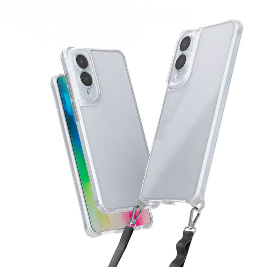 Galaxy S25 Edge Case Airbag Detachable Strap Zore Snap Silicone Cover Transparent 