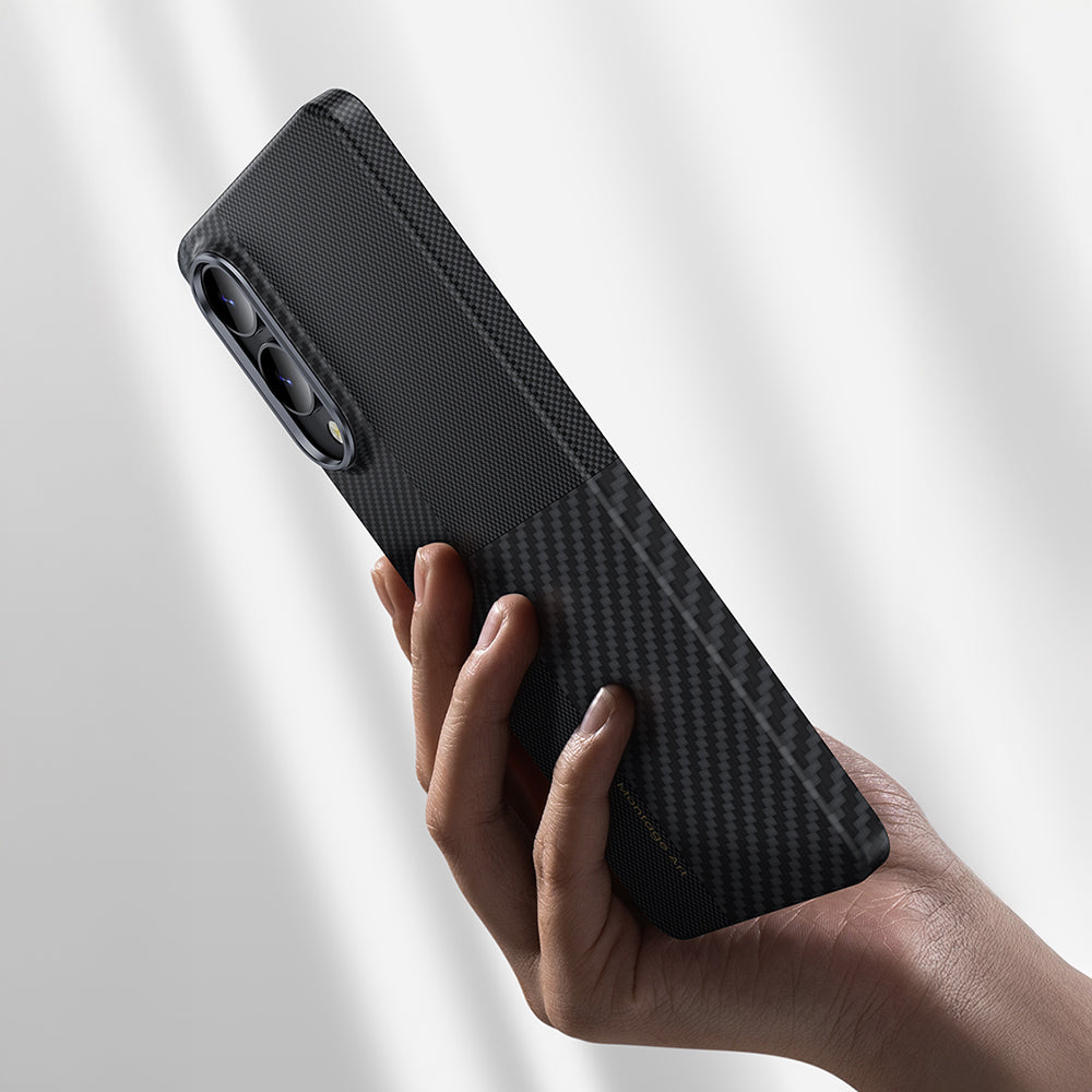 Galaxy S25 Edge Kılıf M-safe Şarj Özellikli Karbon Fiber Benks Montage ArmorAir Kevlar Kapak Siyah