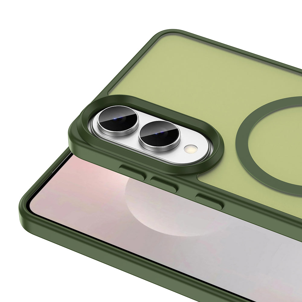 Galaxy S25 Edge Case M-safe Charging Feature Matte Back Surface Zore Sio Cover Dark Green 