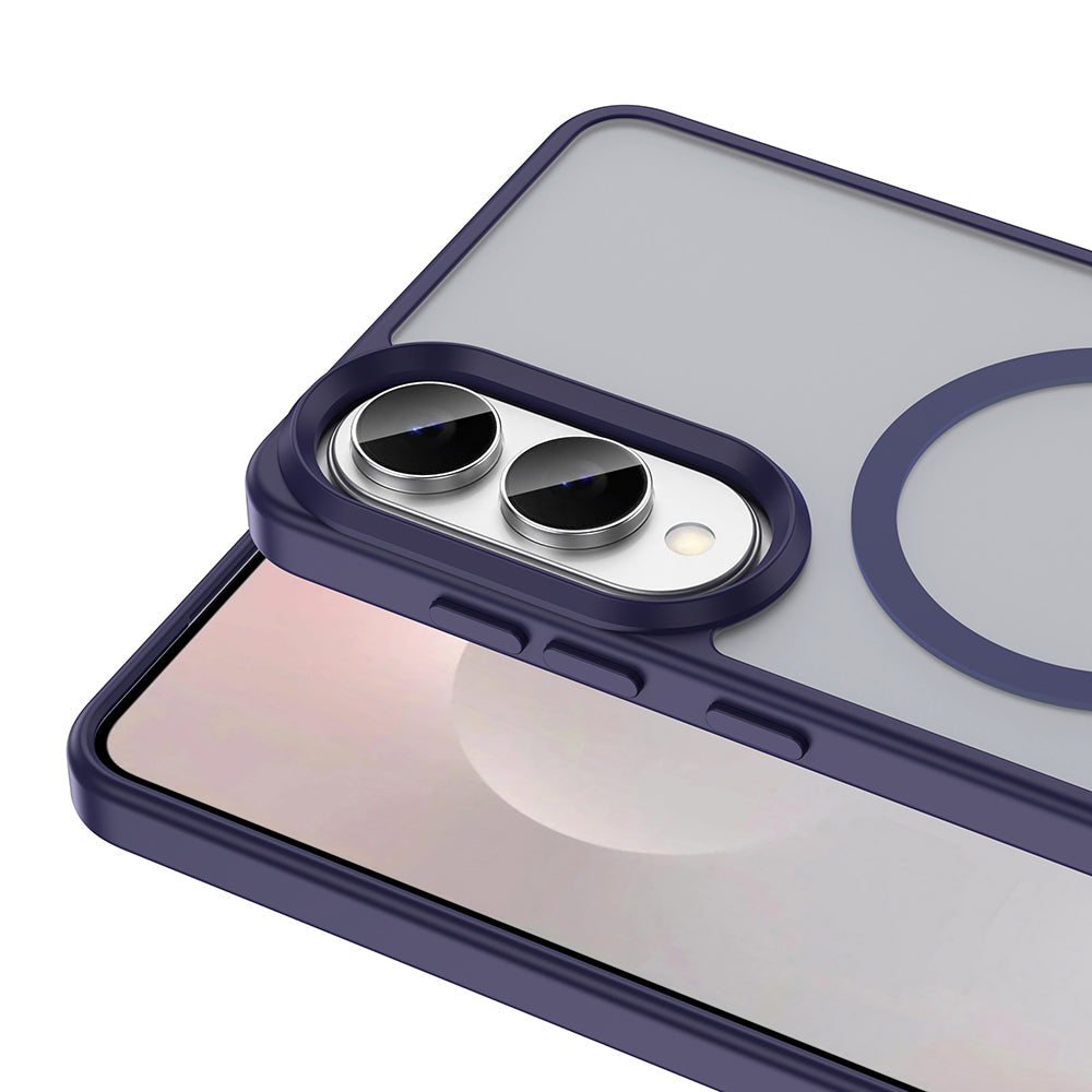 Galaxy S25 Edge Case M-safe Charging Feature Matte Back Surface Zore Sio Cover Deep Purple 