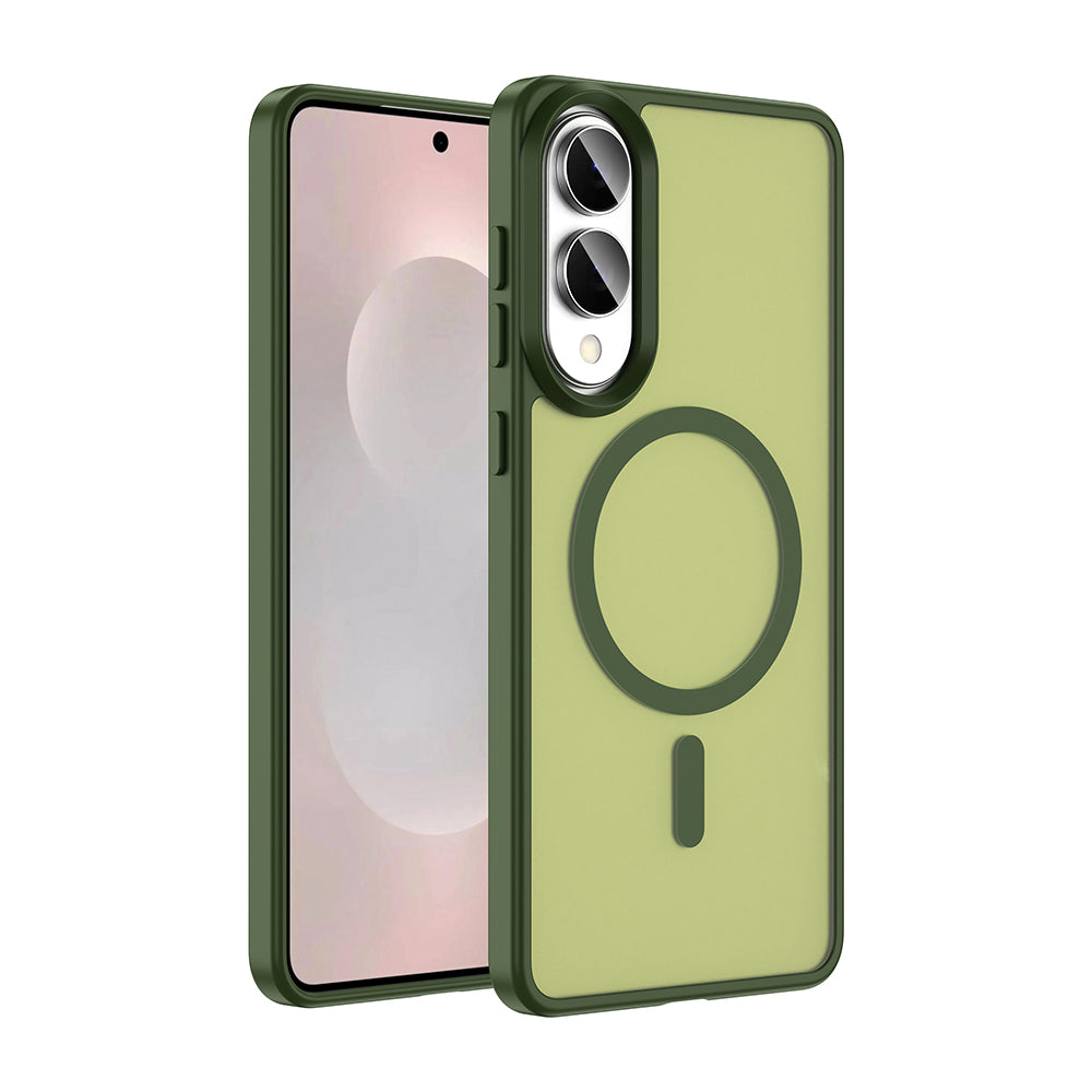 Galaxy S25 Edge Case M-safe Charging Feature Matte Back Surface Zore Sio Cover Dark Green 