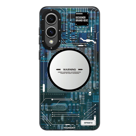 Galaxy S25 Edge Kılıf M-safe Şarj Özellikli Youngkit Technology Serisi Kapak Mavi