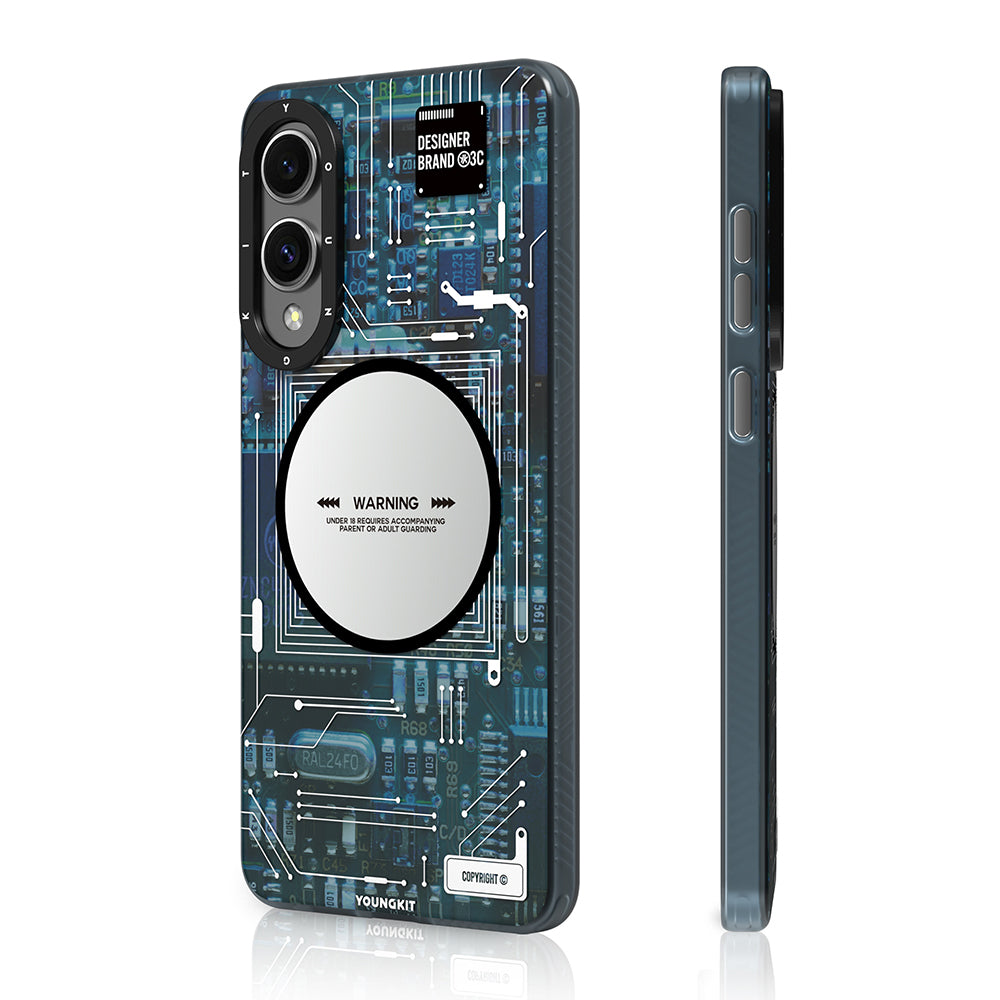 Galaxy S25 Edge Kılıf M-safe Şarj Özellikli Youngkit Technology Serisi Kapak Mavi