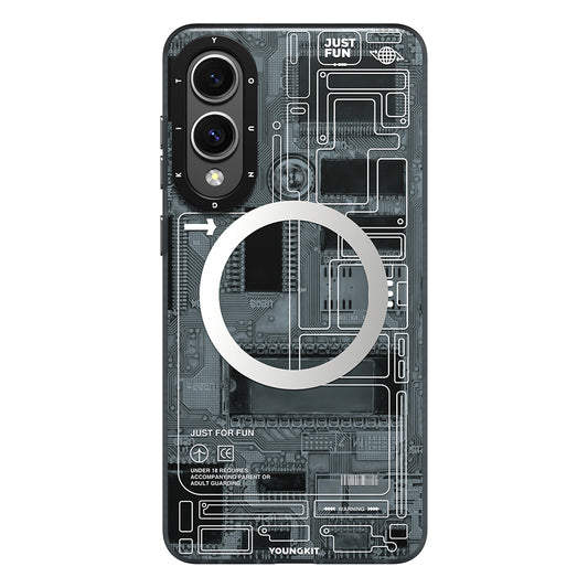 Galaxy S25 Edge Kılıf M-safe Şarj Özellikli Youngkit Technology Serisi Kapak Gri