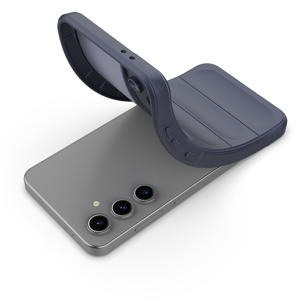 Galaxy S25 FE Kılıf Esnek TPU Oyuklu Arka Yüzey Tasarımlı Zore Etnik Silikon Kapak Lacivert