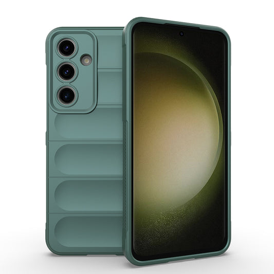 Galaxy S25 FE Case Flexible TPU Hollow Back Surface Design Zore Ethnic Silicone Cover Dark Green 