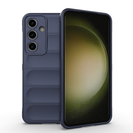 Galaxy S25 FE Case Flexible TPU Hollow Back Surface Design Zore Ethnic Silicone Cover Navy Blue