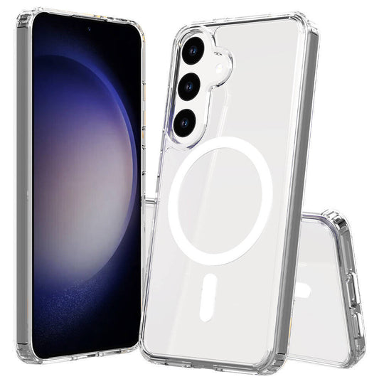 Galaxy S25 FE Case M-safe Charging Feature Transparent Hard PC Zore Embos Cover Transparent