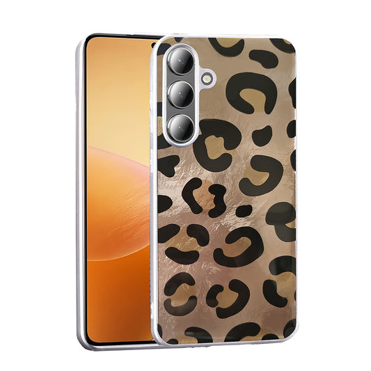 Galaxy S25 Case Patterned Zore Mep Cover Gold Leopard