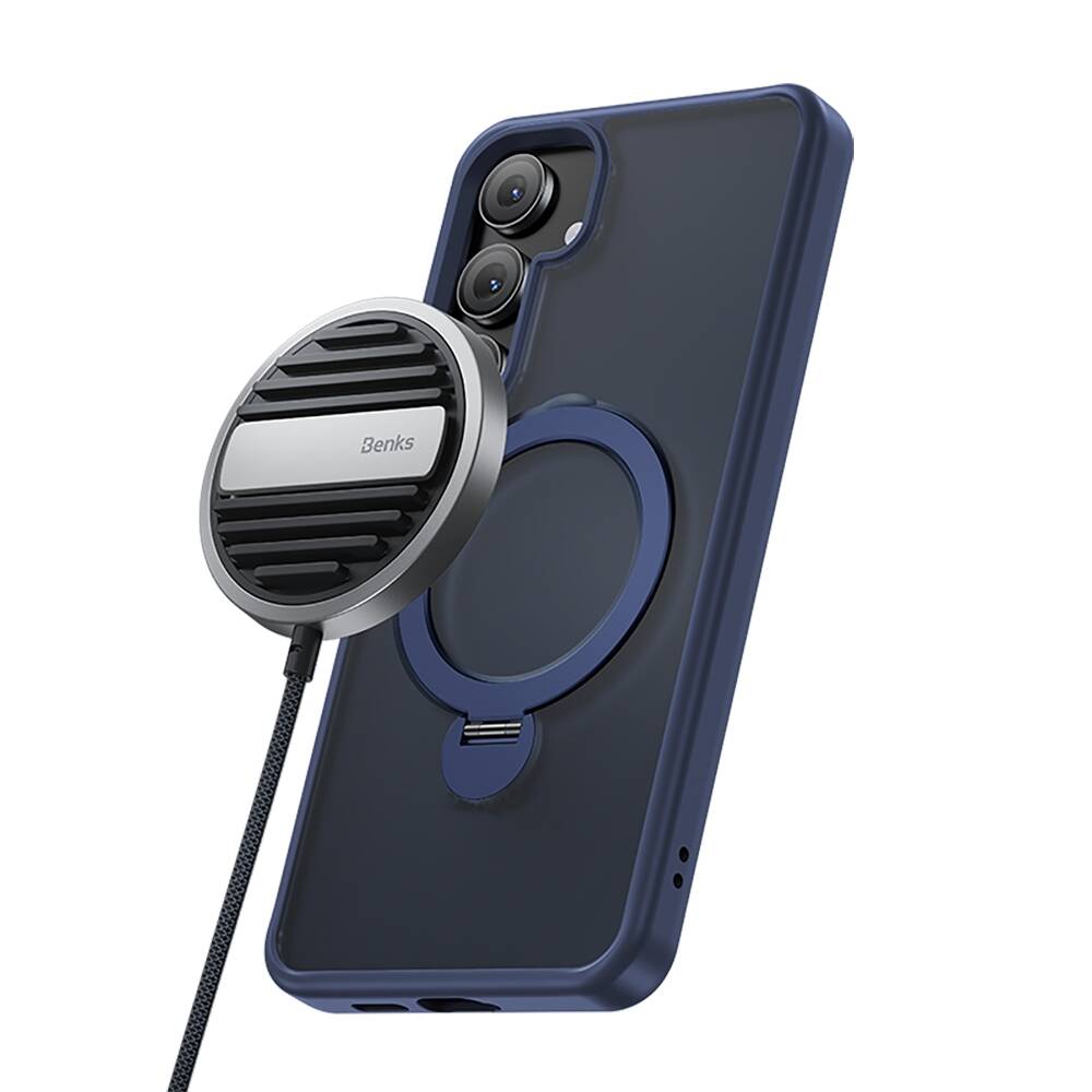 Galaxy S25 Kılıf M-safe Şarj Özellikli Benks Standlı Mist Protective Kapak Siyah