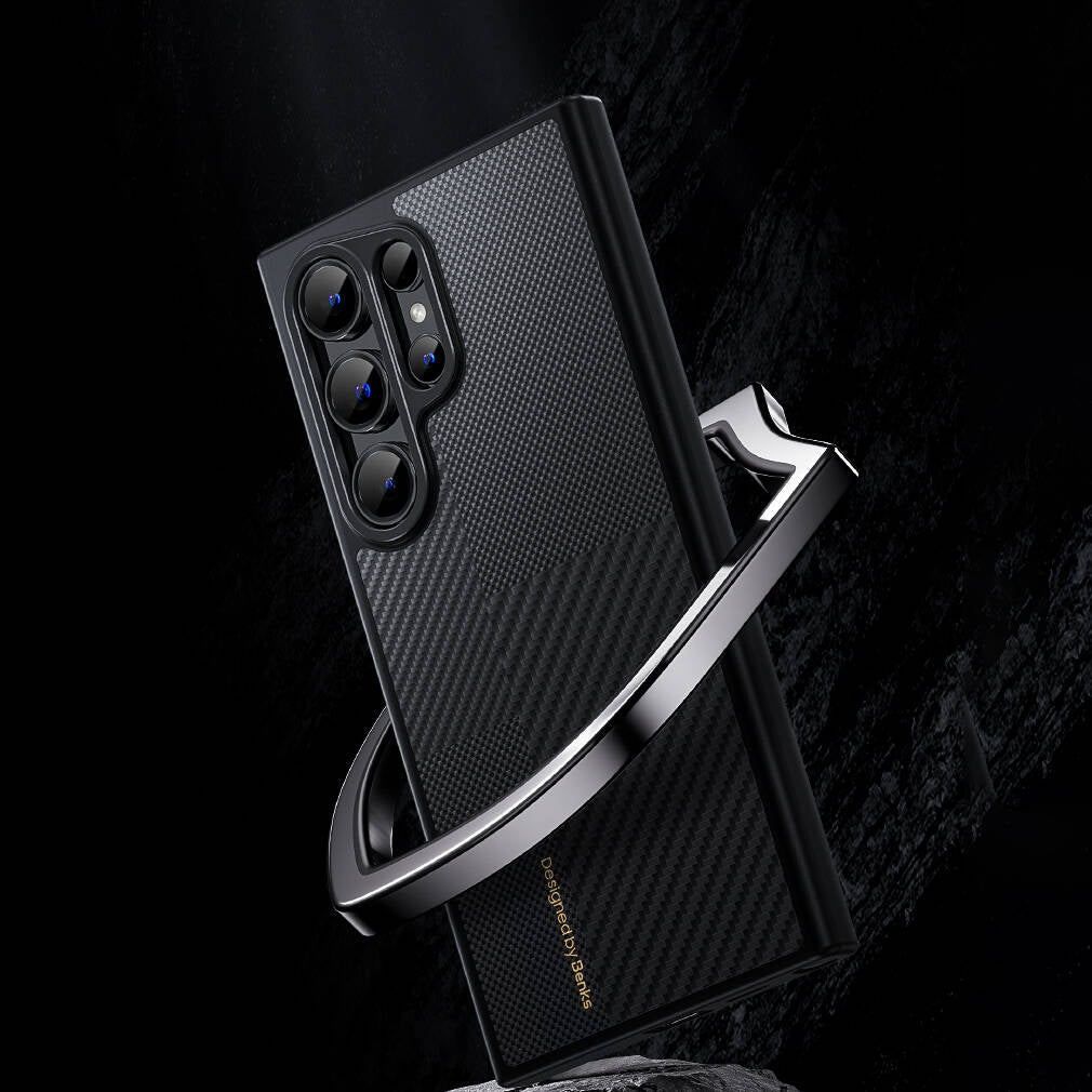 Galaxy S25 Case M-safe Charging Carbon Fiber Benks Montage Hybrid ArmorPro Kevlar Cover Black 