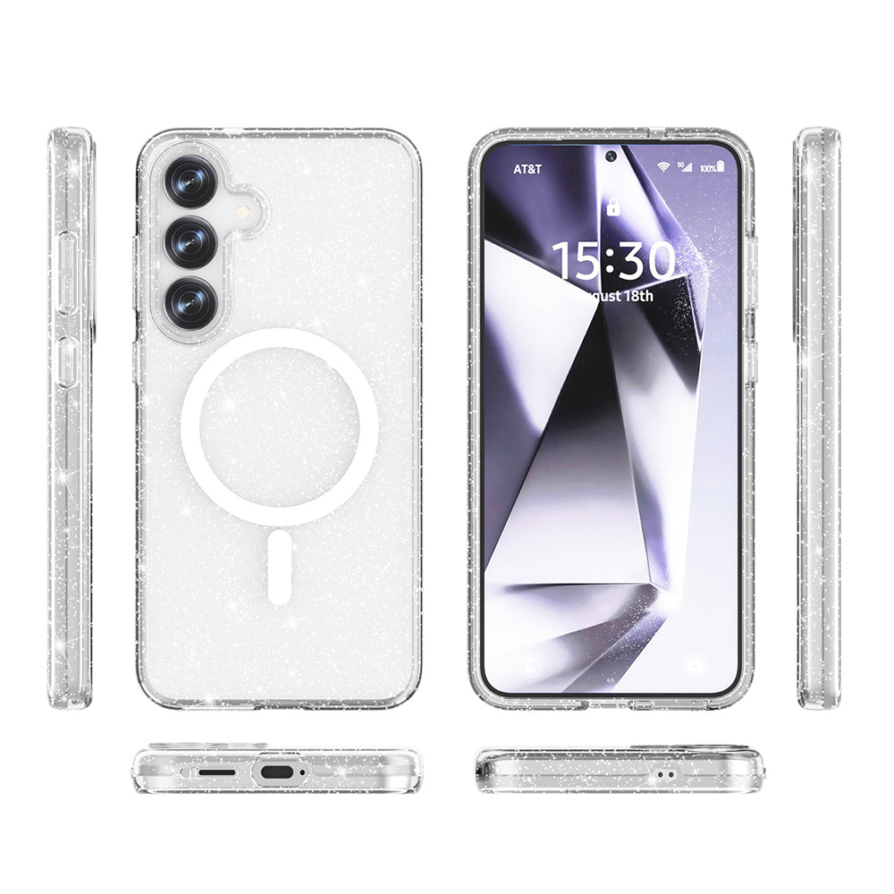 Galaxy S25 Case M-safe Charging Feature Shining Glitter Transparent Colorful Zore Allstar Cover Transparent