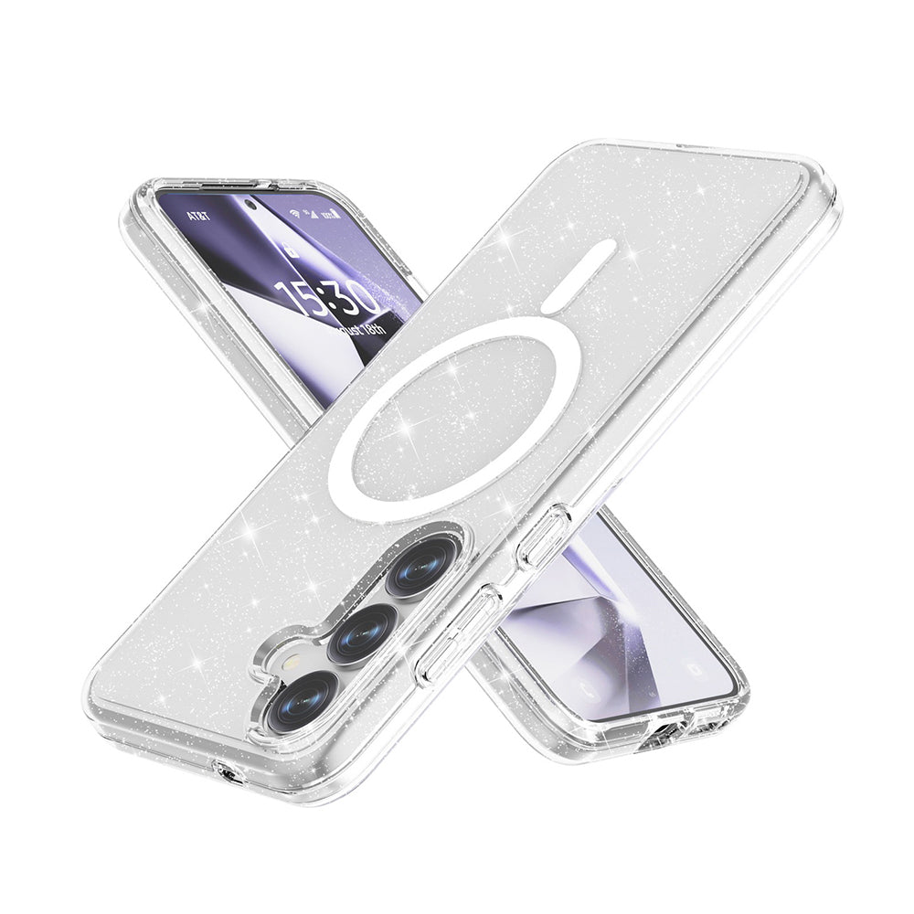Galaxy S25 Case M-safe Charging Feature Shining Glitter Transparent Colorful Zore Allstar Cover Transparent