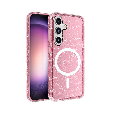 Galaxy S25 Case M-safe Charging Feature Shining Glitter Transparent Colorful Zore Allstar Cover Pink