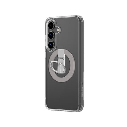 Galaxy S25 Kılıf M-safe Şarj Özellikli Yüzük Standlı Amazingthing Minimal Grip Serisi Kapak Gri