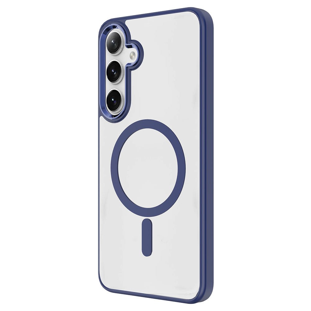 Galaxy S25 Kılıf M-safe Şarj Özellikli Zore Krom M-safe Silikon Kapak Bej