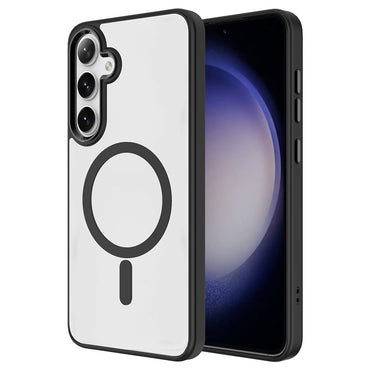 Galaxy S25 Kılıf M-safe Şarj Özellikli Zore Krom M-safe Silikon Kapak Gri