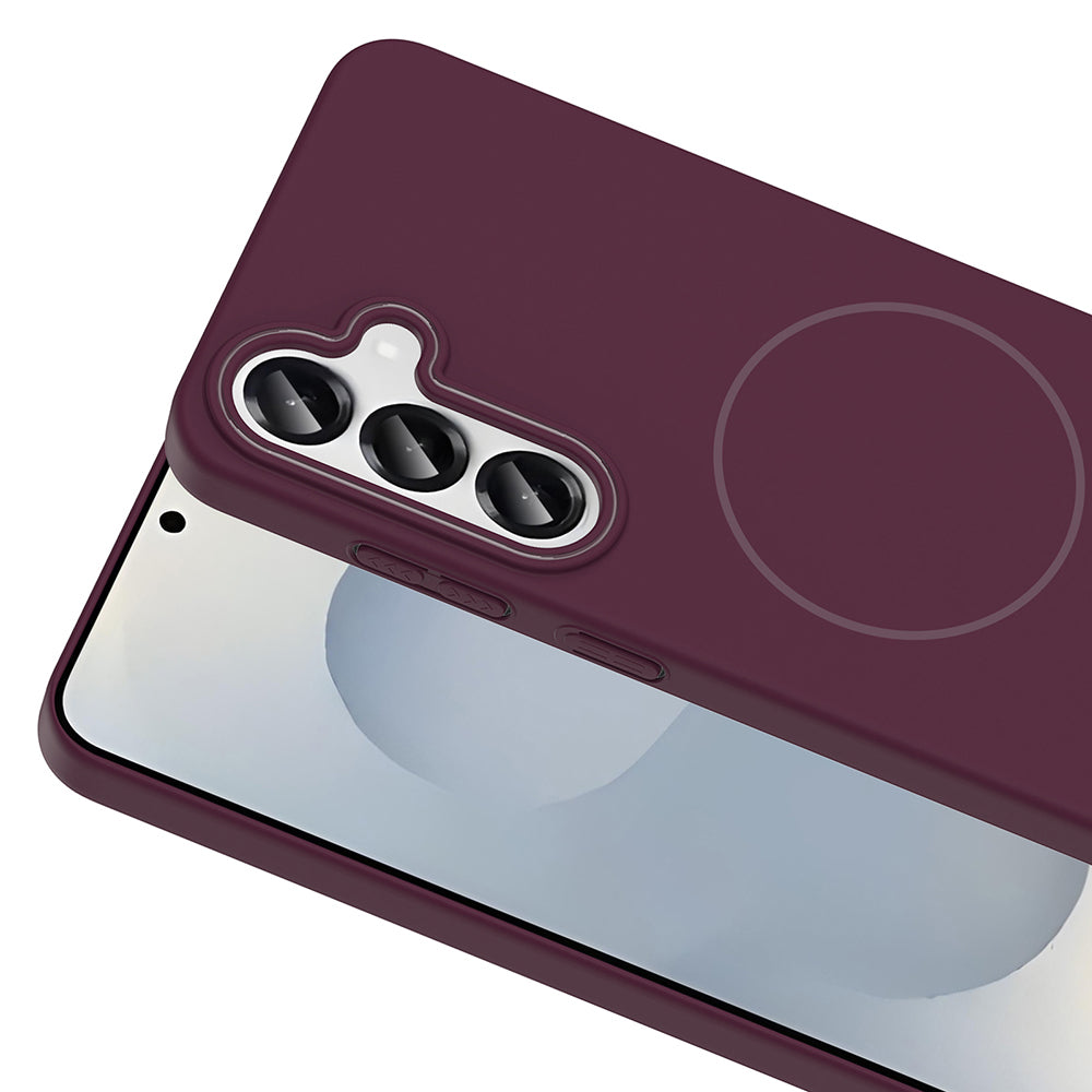 Galaxy S25 Case Zore Ruby Hard Cover Plum with M-safe Charging Feature 