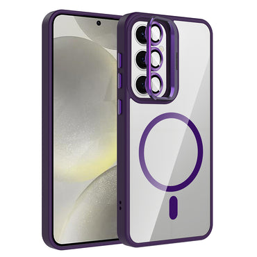Galaxy S25 Case with Stand and Camera Lens Gift, M-Safe Charging Feature, Zore Etro Cover Pink 