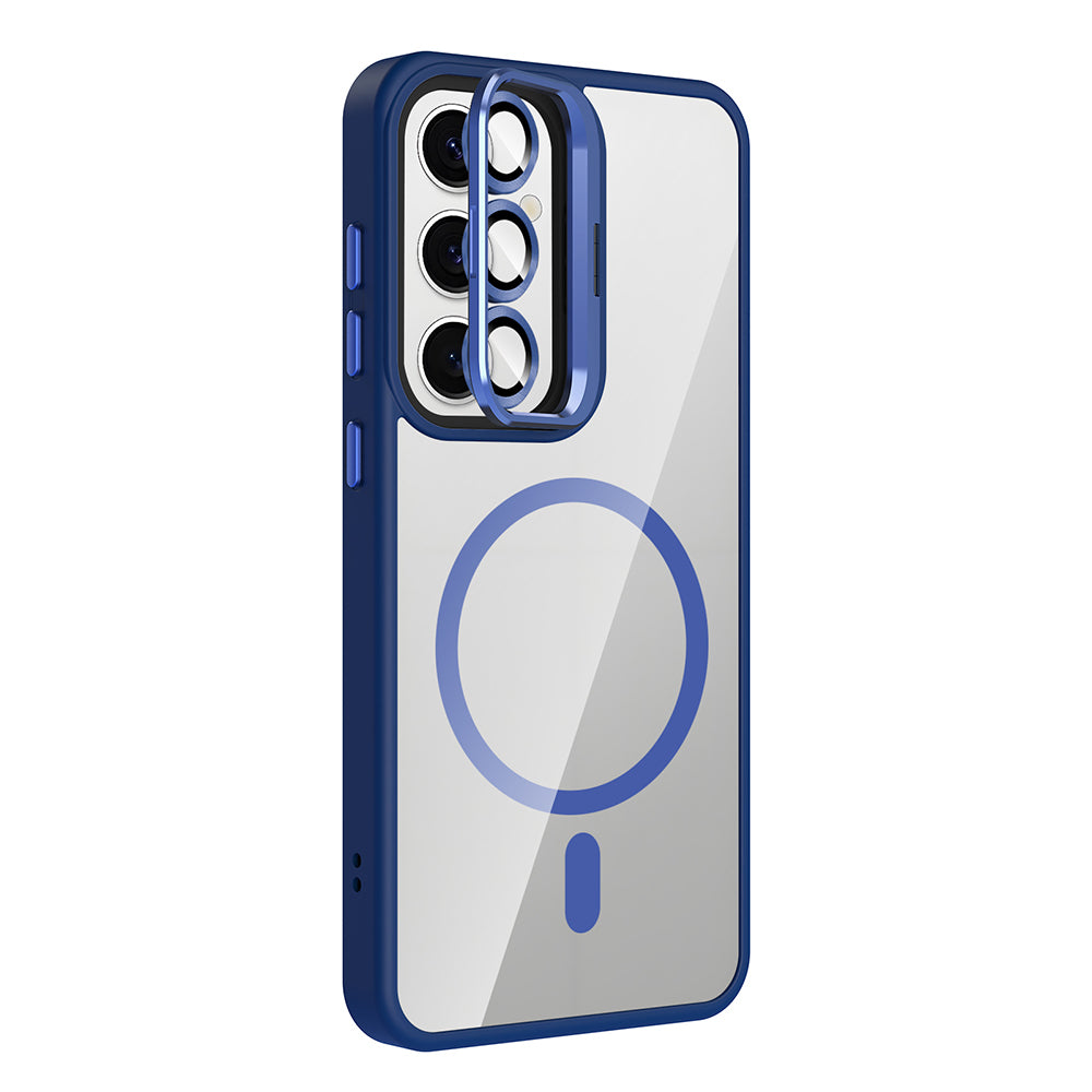 Galaxy S25 Case with Stand and Camera Lens Gift, M-Safe Charging Function, Zore Etro Cover Desert Titanium 