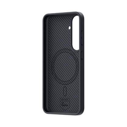 Galaxy S25 Plus Kılıf Karbon Fiber M-safe Şarj Özellikli Benks Hybrid ArmorPro 600D Kevlar Kapak Siyah