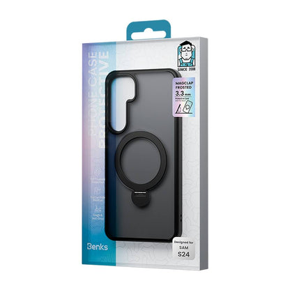 Galaxy S25 Plus Kılıf M-safe Şarj Özellikli Benks Standlı Mist Protective Kapak Mavi