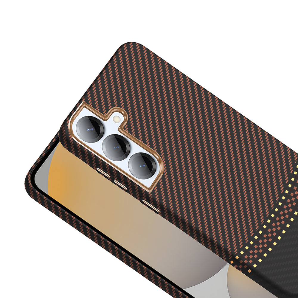 Galaxy S25 Plus Case with M-safe Charging Function Carbon Fiber Look Zore Gros Cover Black 