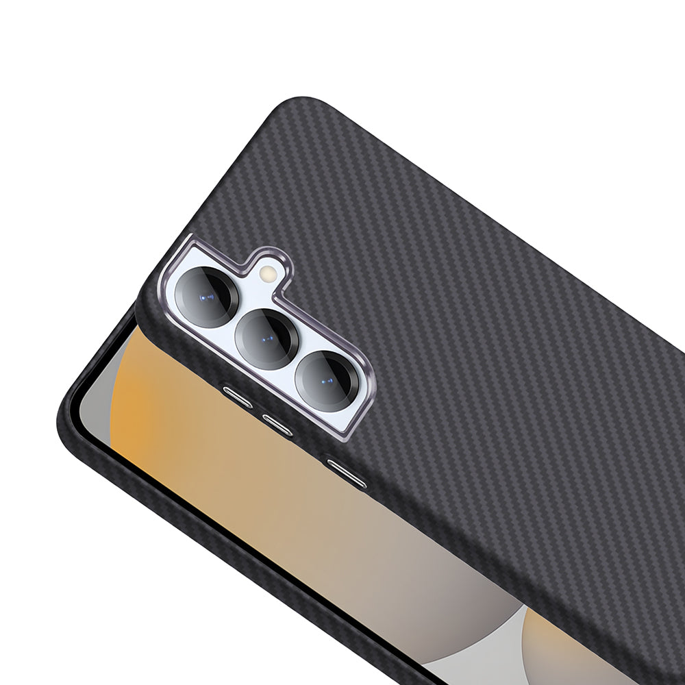 Galaxy S25 Plus Case with M-safe Charging Function Carbon Fiber Look Zore Gros Cover Black 