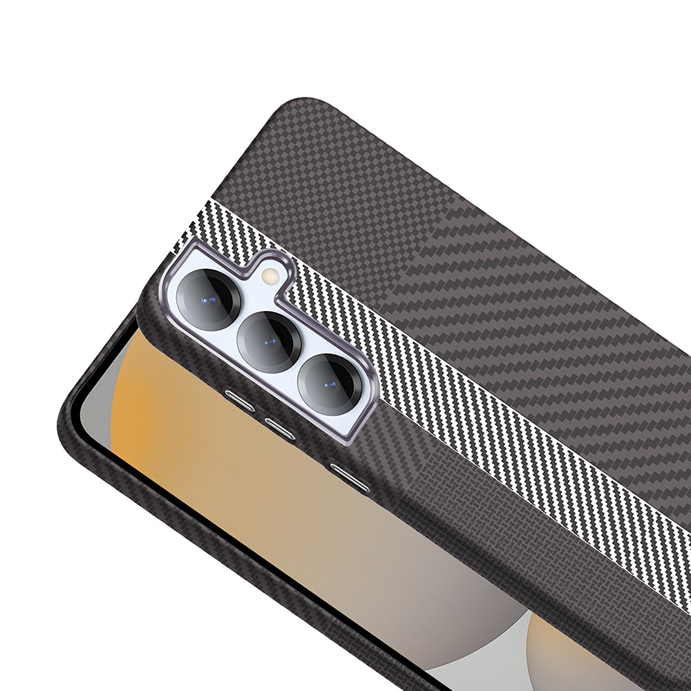 Galaxy S25 Plus Case with M-safe Charging Function Carbon Fiber Look Zore Gros Cover Black 
