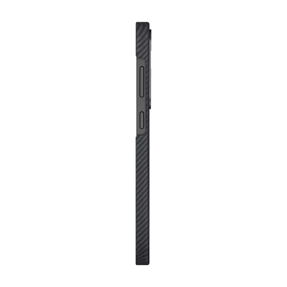 Galaxy S25 Plus Kılıf M-safe Şarj Özellikli 600D Aramid Fiber Pitaka Ultra-Slim Classic Serisi Black-Grey Twill Kapak Siyah-Gri