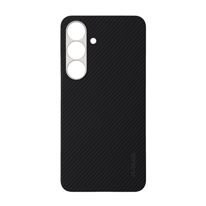Galaxy S25 Plus Kılıf M-safe Şarj Özellikli 600D Aramid Fiber Pitaka Ultra-Slim Classic Serisi Black-Grey Twill Kapak Siyah-Gri