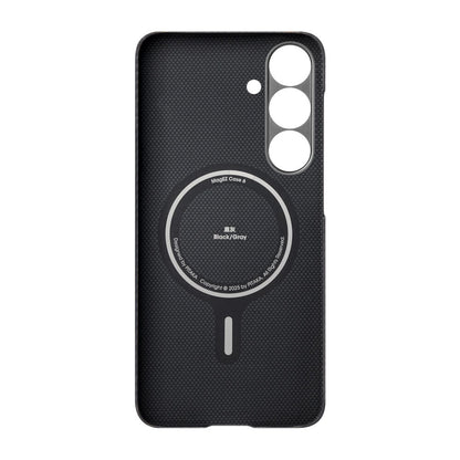Galaxy S25 Plus Kılıf M-safe Şarj Özellikli 600D Aramid Fiber Pitaka Ultra-Slim Classic Serisi Black-Grey Twill Kapak Siyah-Gri